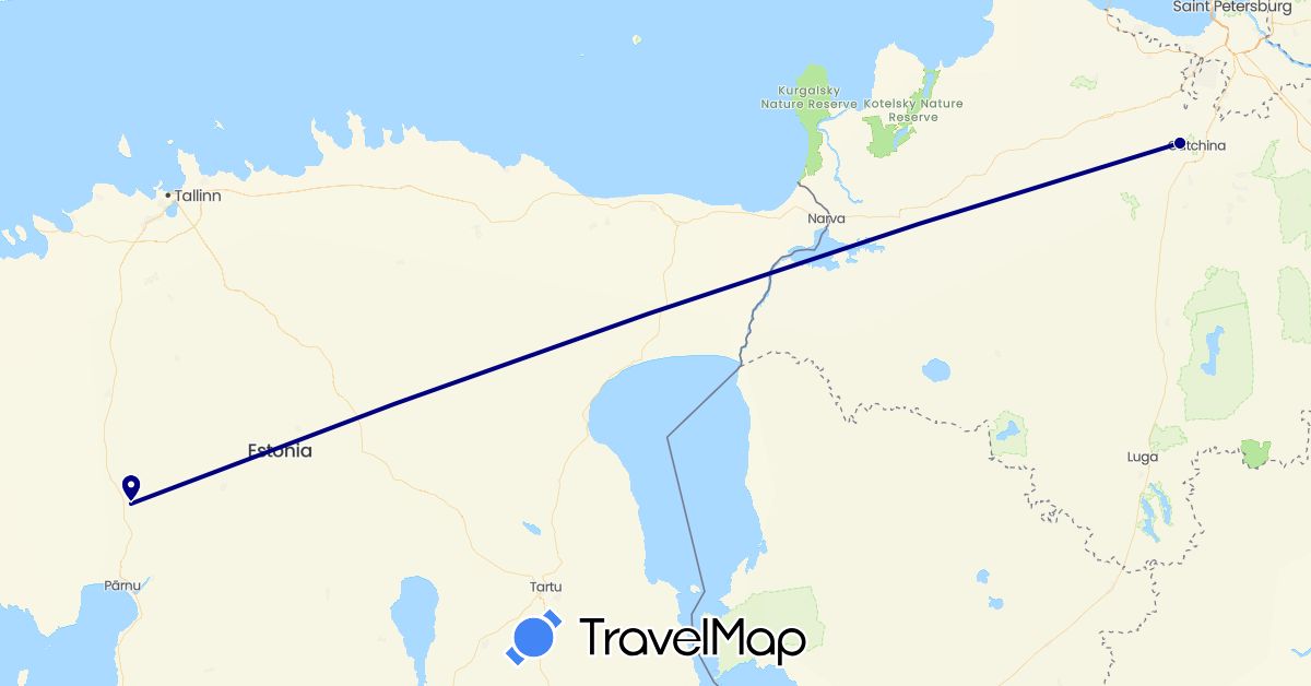 TravelMap itinerary: driving in Estonia, Russia (Europe)